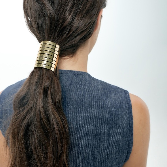 🔥🔥Zara hair tie metallic stripe new no tags - Picture 1 of 6